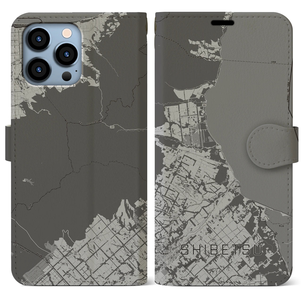 【標津（北海道）】地図柄iPhoneケース（手帳タイプ）