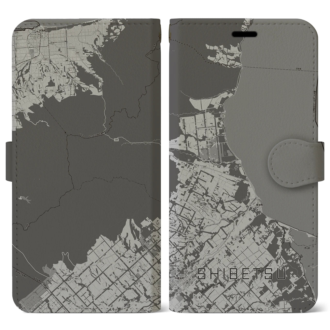 【標津（北海道）】地図柄iPhoneケース（手帳タイプ）