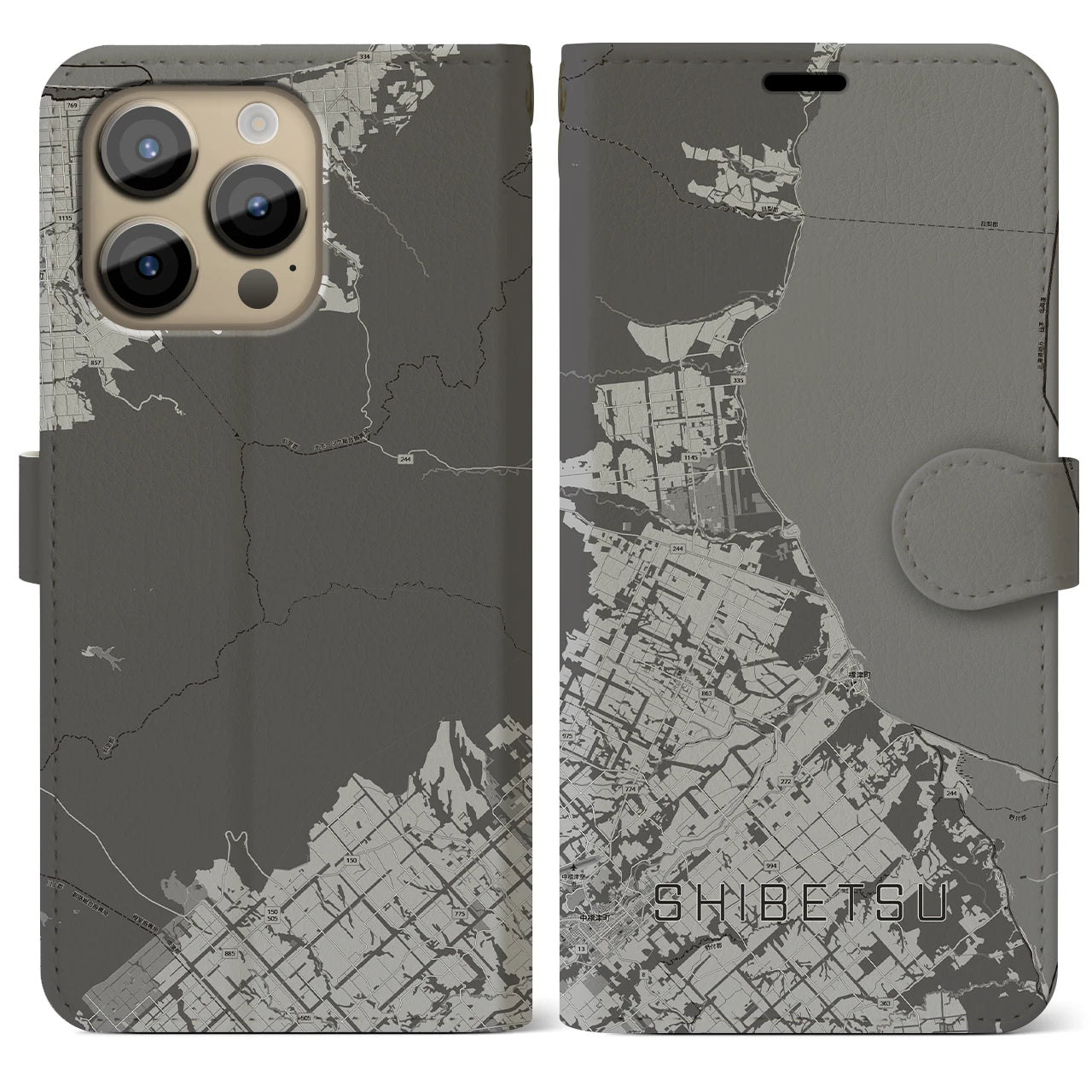【標津（北海道）】地図柄iPhoneケース（手帳タイプ）