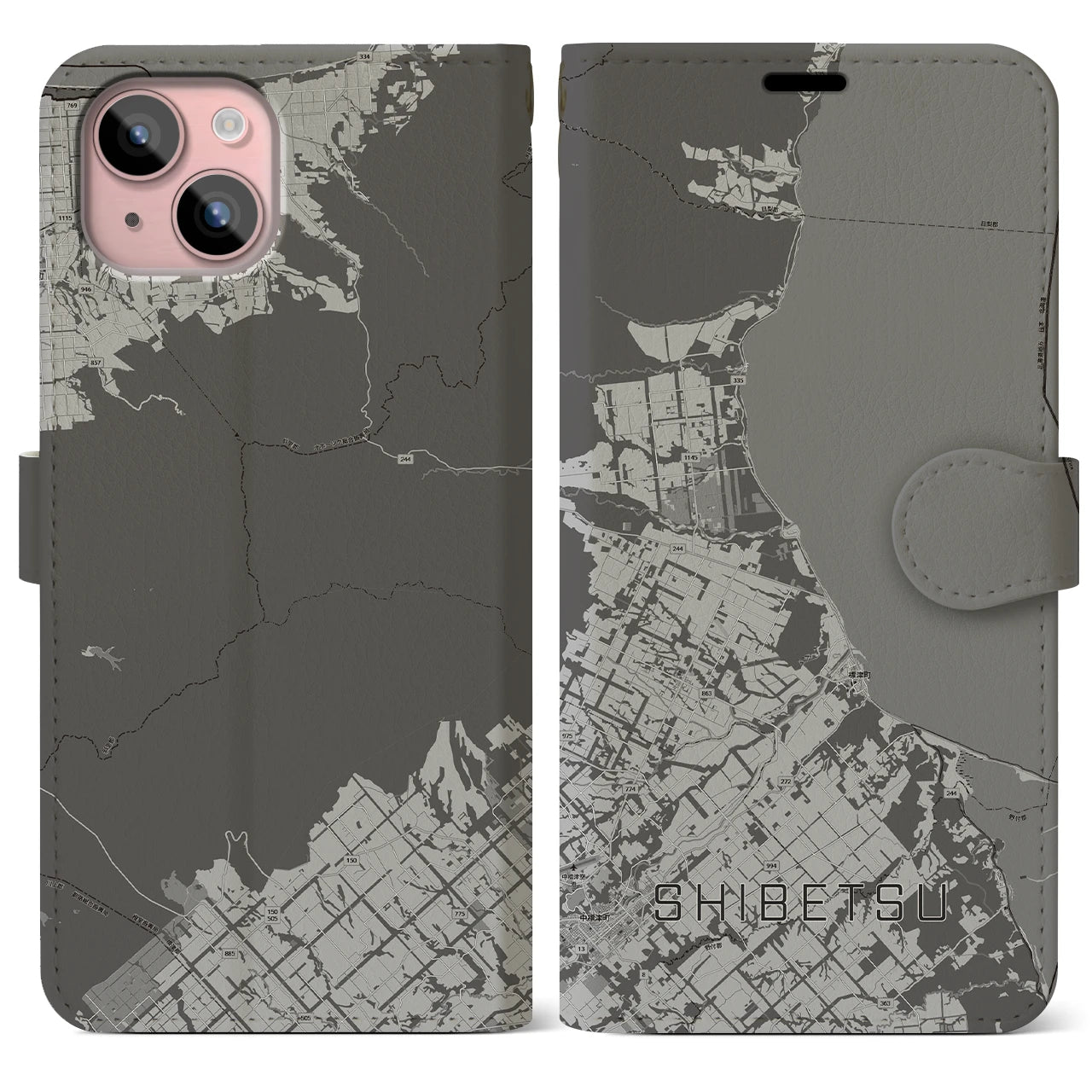 【標津（北海道）】地図柄iPhoneケース（手帳タイプ）