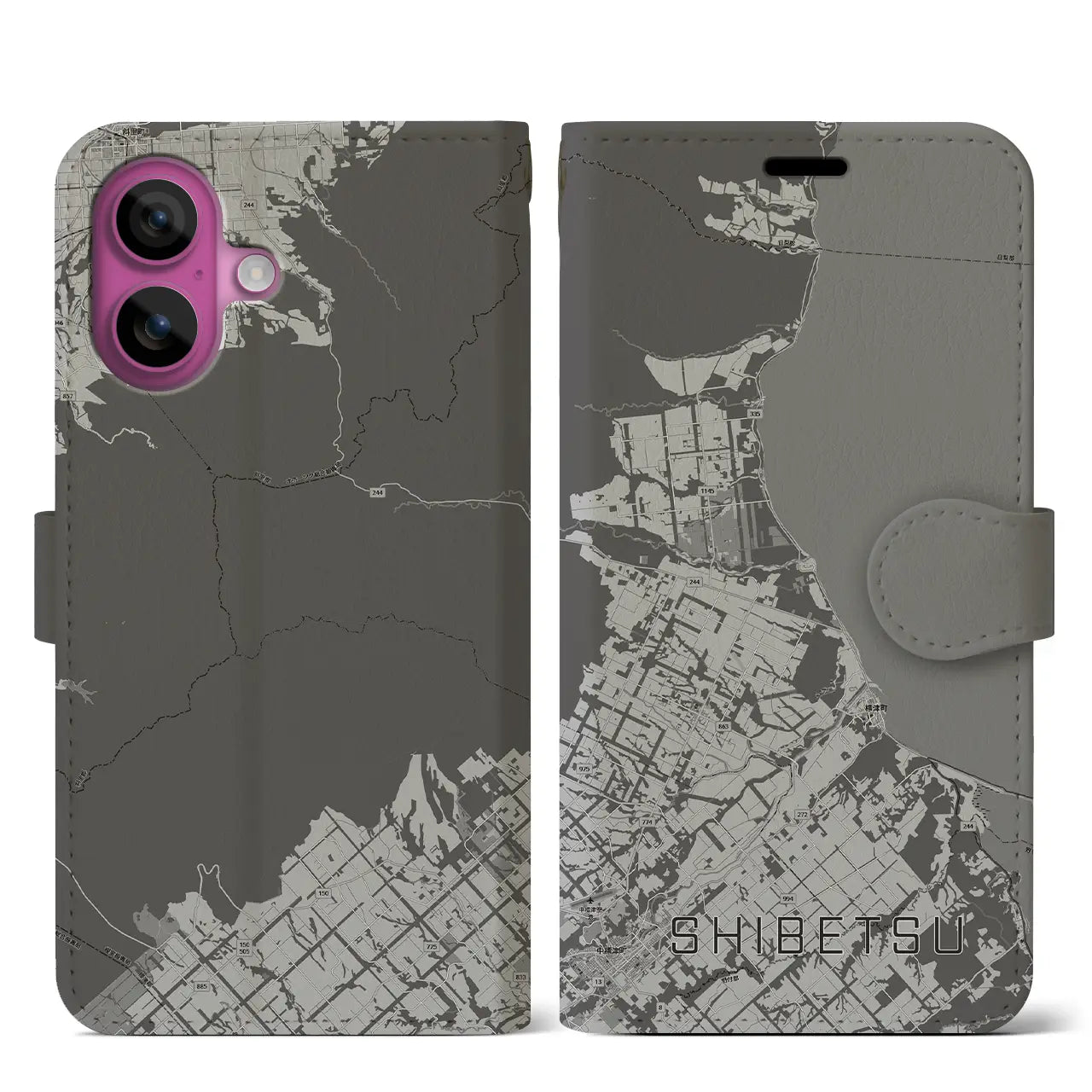 【標津（北海道）】地図柄iPhoneケース（手帳タイプ）