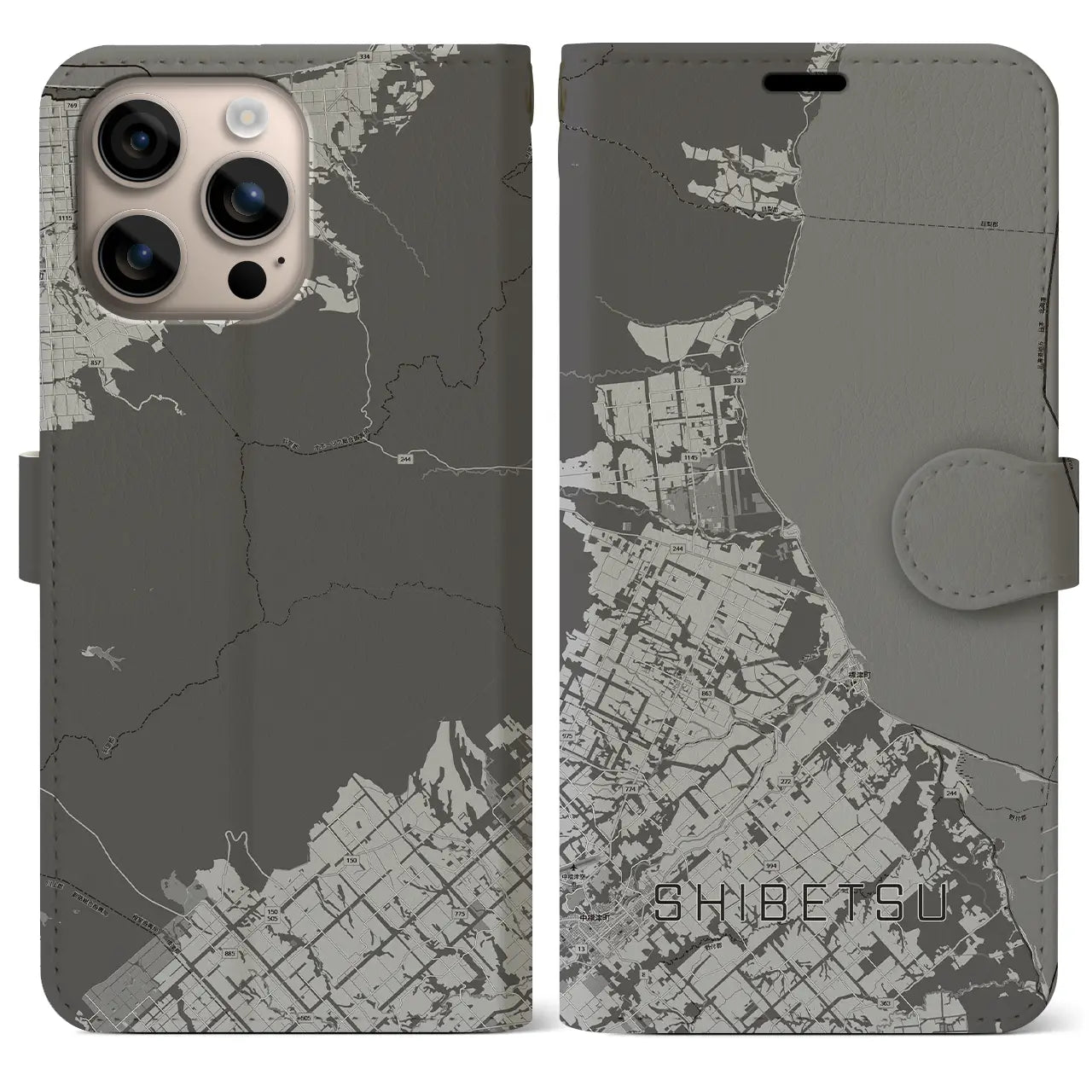 【標津（北海道）】地図柄iPhoneケース（手帳タイプ）