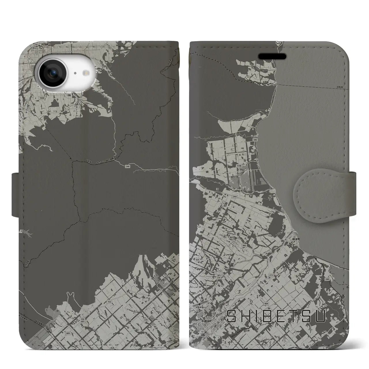 【標津（北海道）】地図柄iPhoneケース（手帳タイプ）