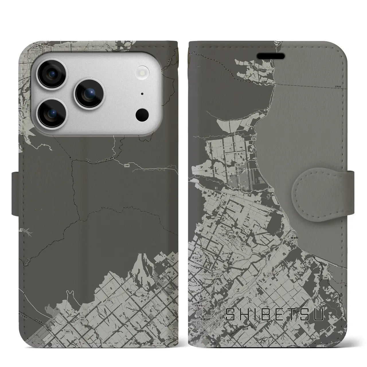 【標津（北海道）】地図柄iPhoneケース（手帳タイプ）