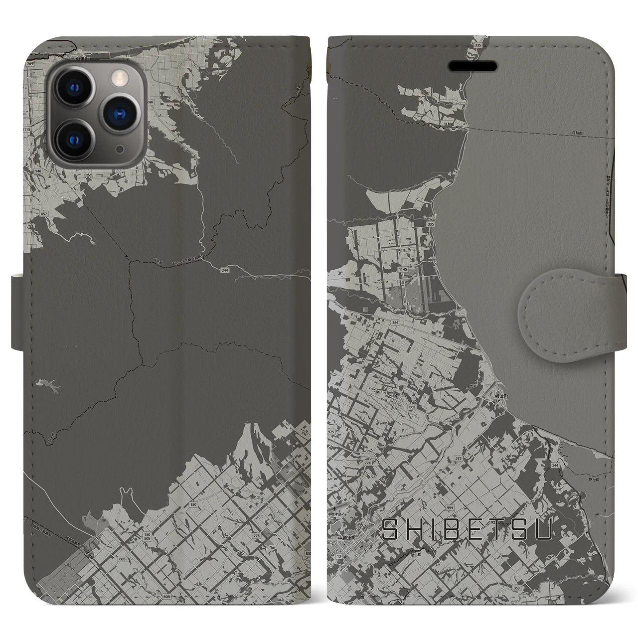 【標津（北海道）】地図柄iPhoneケース（手帳タイプ）