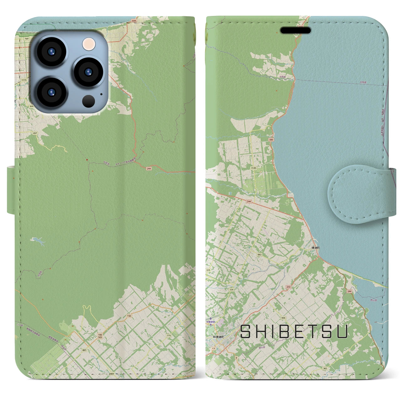 【標津（北海道）】地図柄iPhoneケース（手帳タイプ）