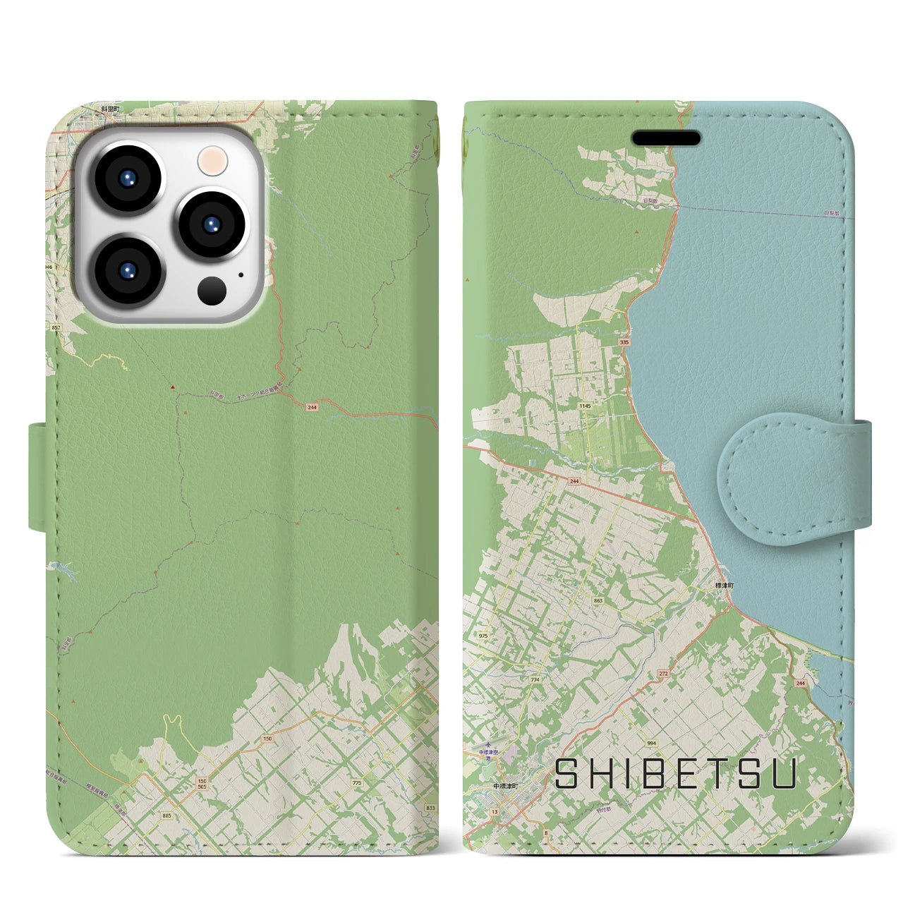 【標津（北海道）】地図柄iPhoneケース（手帳タイプ）
