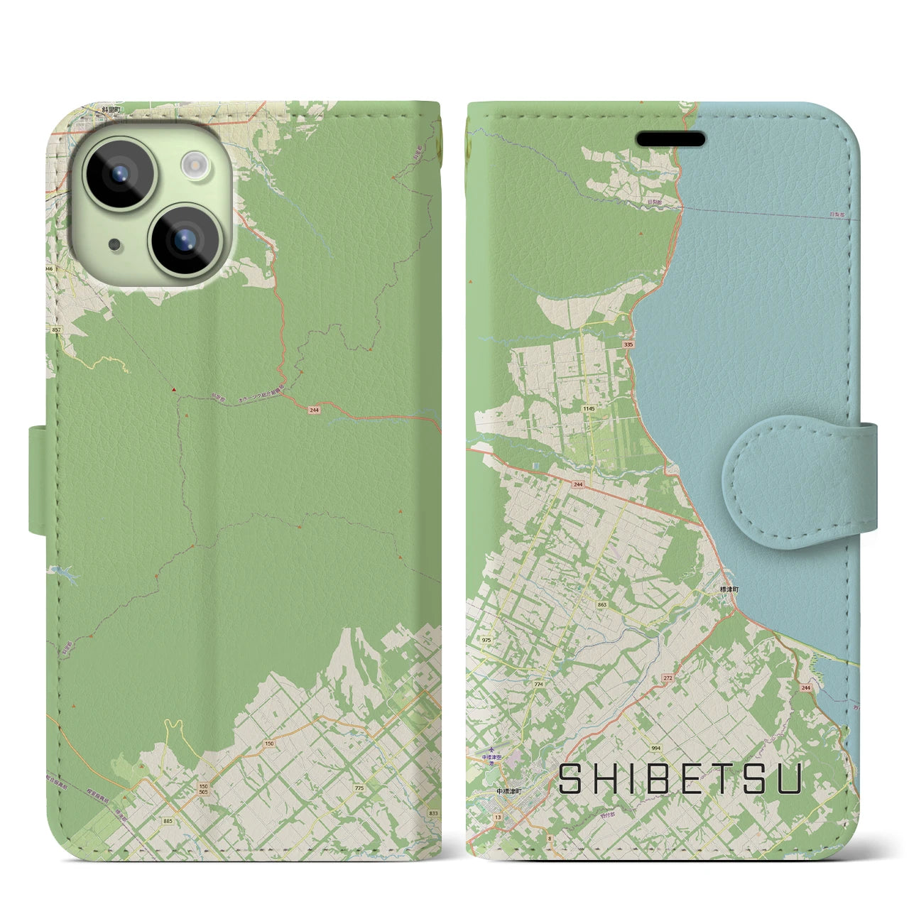 【標津（北海道）】地図柄iPhoneケース（手帳タイプ）