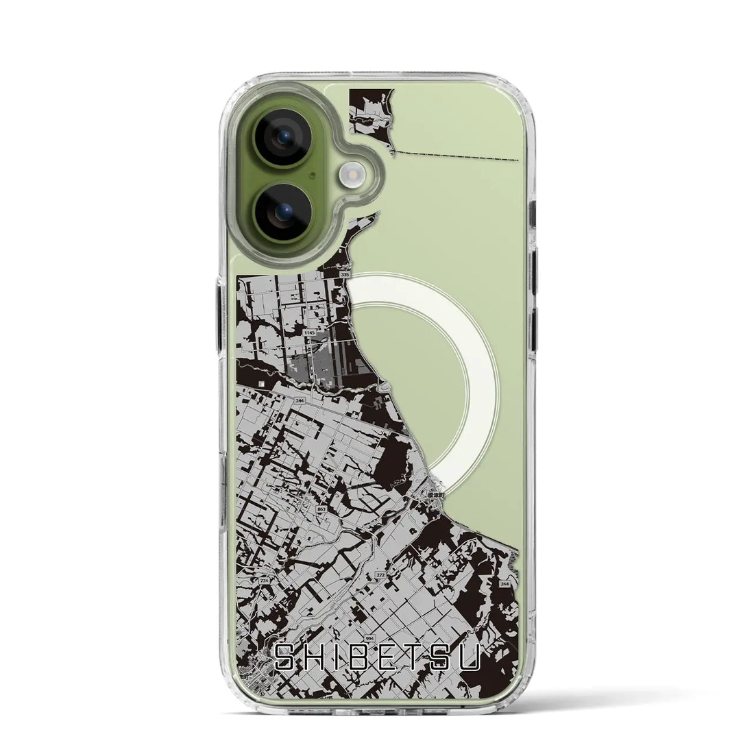 【標津（北海道）】地図柄iPhoneケース（MagSafeタイプ）モノトーン・iPhone 17 Pro Max 用