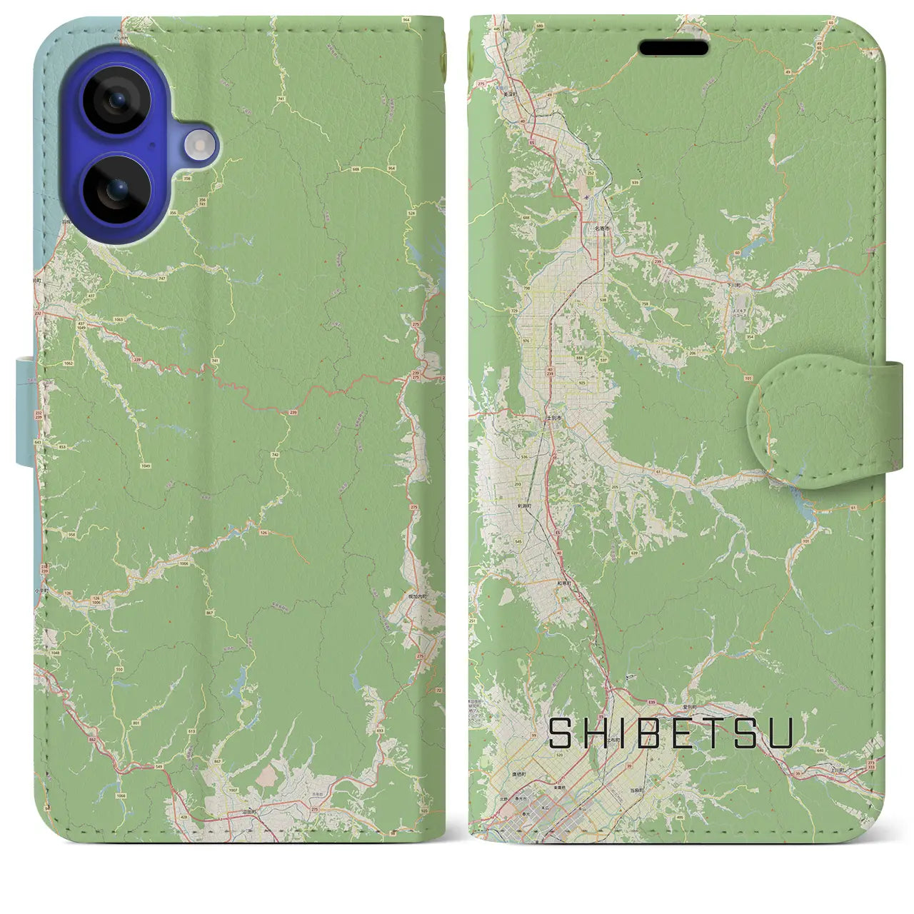 【士別（北海道）】地図柄iPhoneケース（手帳タイプ）ナチュラル・iPhone 16 Pro Max 用