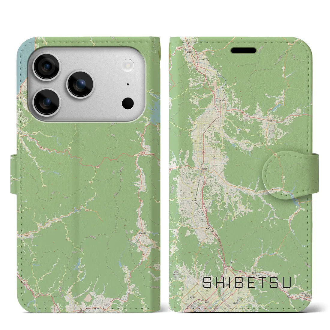 【士別（北海道）】地図柄iPhoneケース（手帳タイプ）ナチュラル・iPhone 17 Pro Max 用