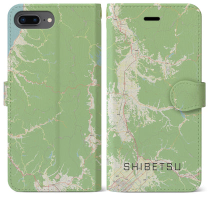 【士別（北海道）】地図柄iPhoneケース（手帳タイプ）ナチュラル・iPhone 8Plus /7Plus / 6sPlus / 6Plus 用