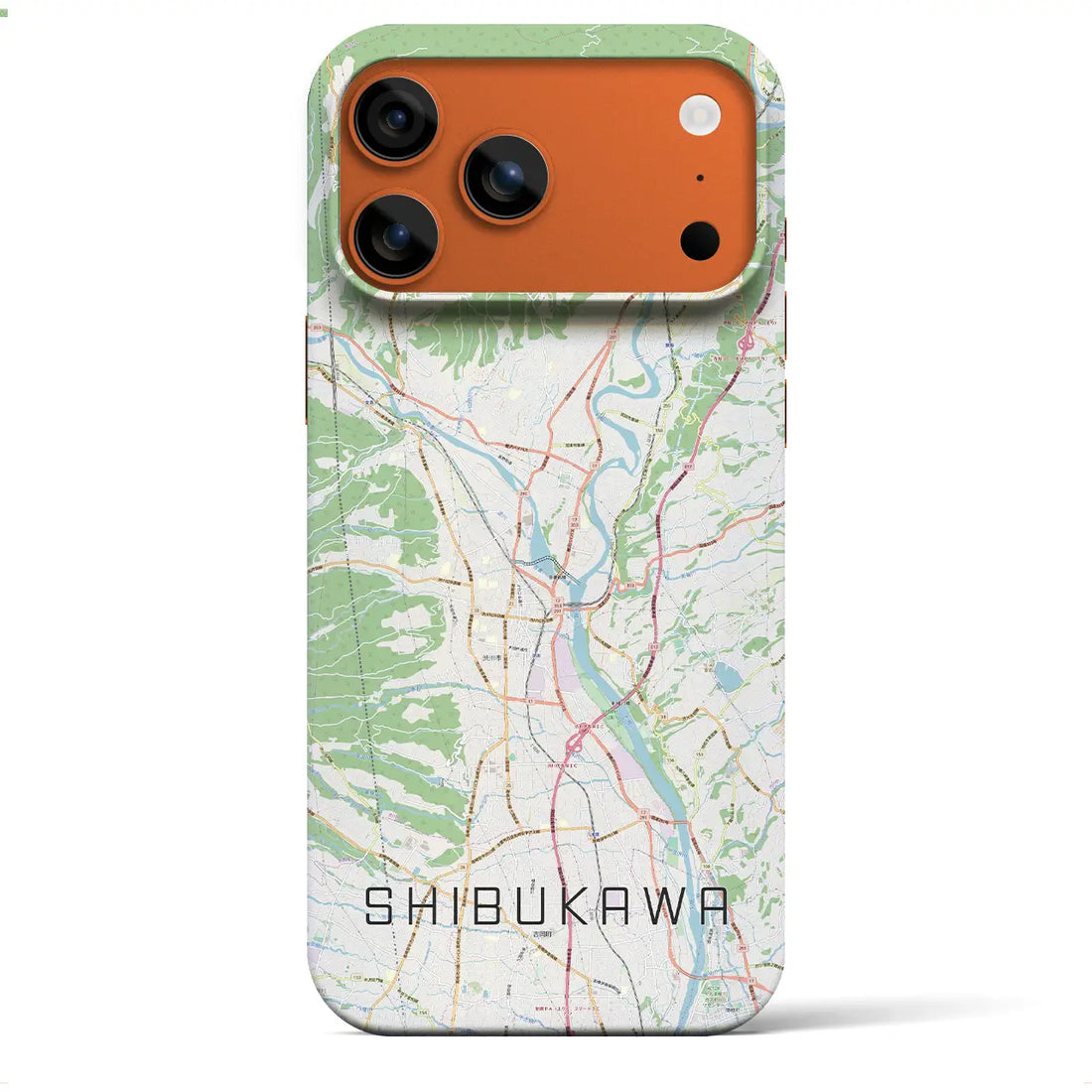 【渋川(群馬県)】地図柄iPhoneケース(バックカバータイプ)ブラック・iPhone 17 Pro Max 用