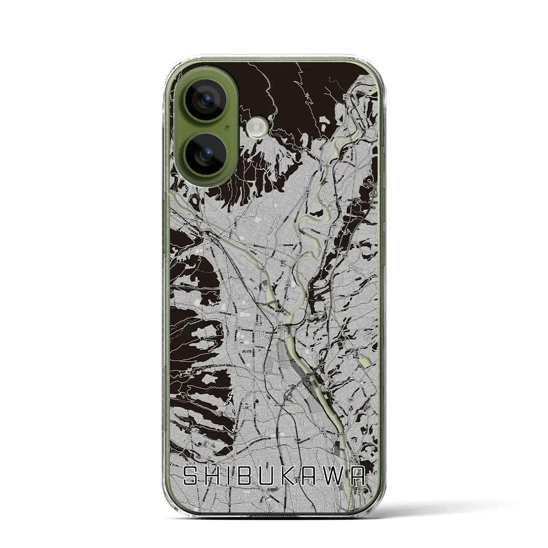 【渋川(群馬県)】地図柄iPhoneケース(クリアタイプ)モノトーン・iPhone 17 Pro Max 用