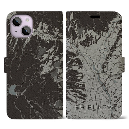 【渋川（群馬県）】地図柄iPhoneケース（手帳タイプ）モノトーン・iPhone 14 用