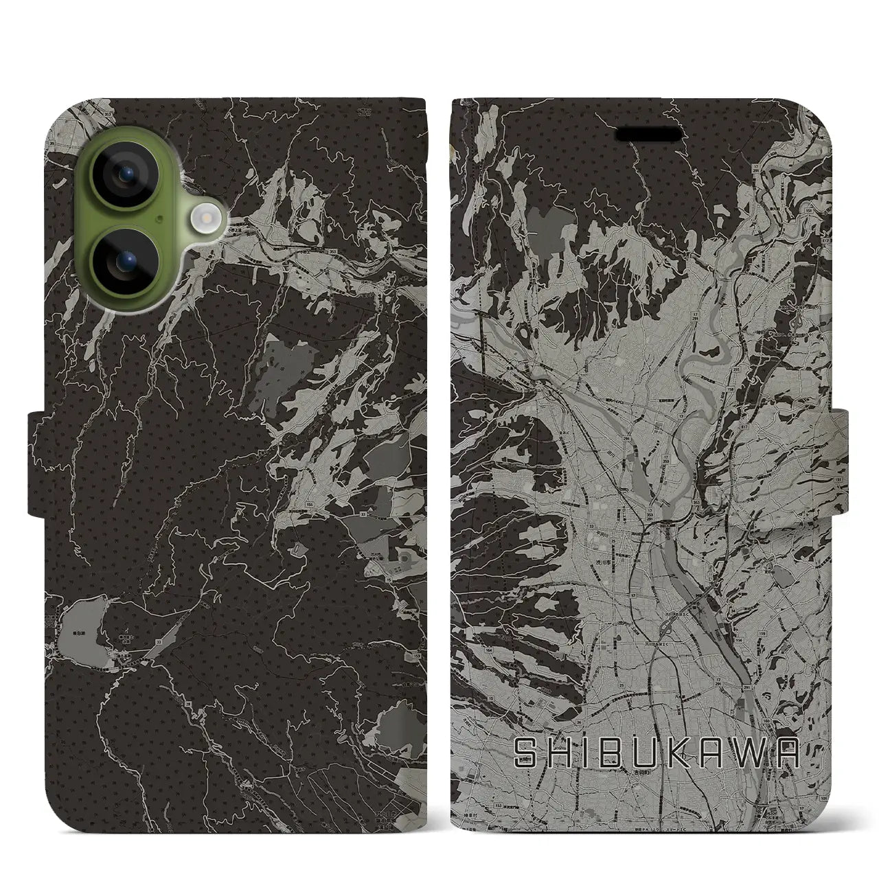 【渋川（群馬県）】地図柄iPhoneケース（手帳タイプ）