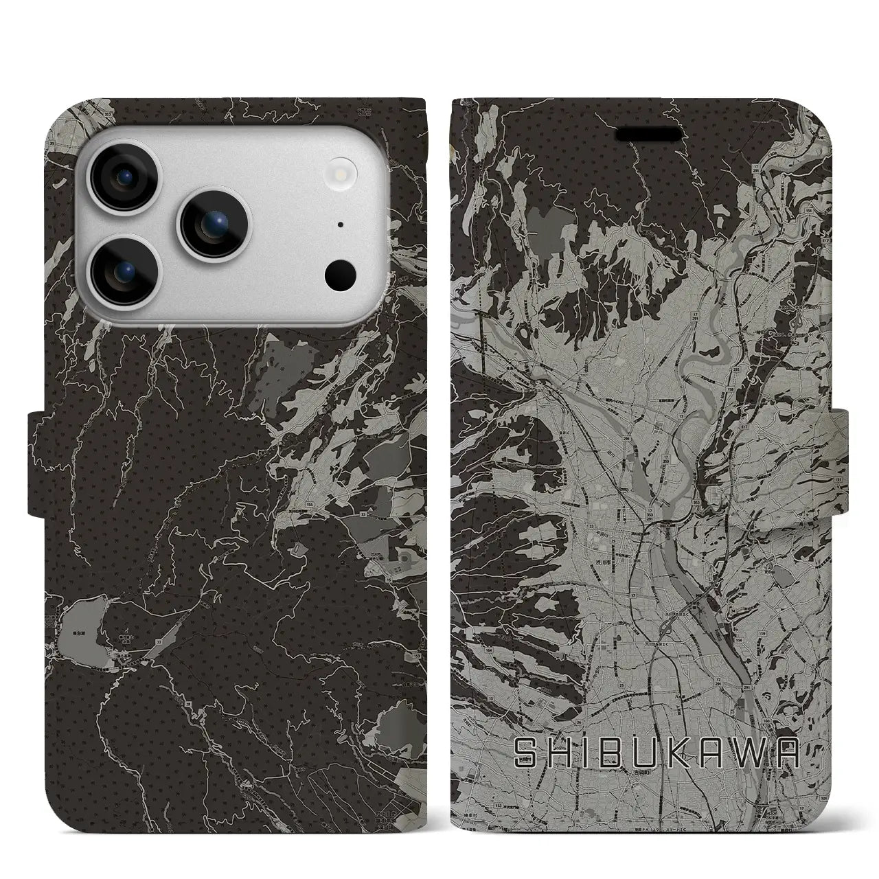 【渋川（群馬県）】地図柄iPhoneケース（手帳タイプ）