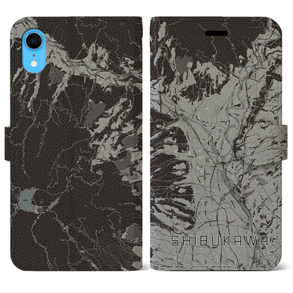 【渋川（群馬県）】地図柄iPhoneケース（手帳タイプ）モノトーン・iPhone XR 用