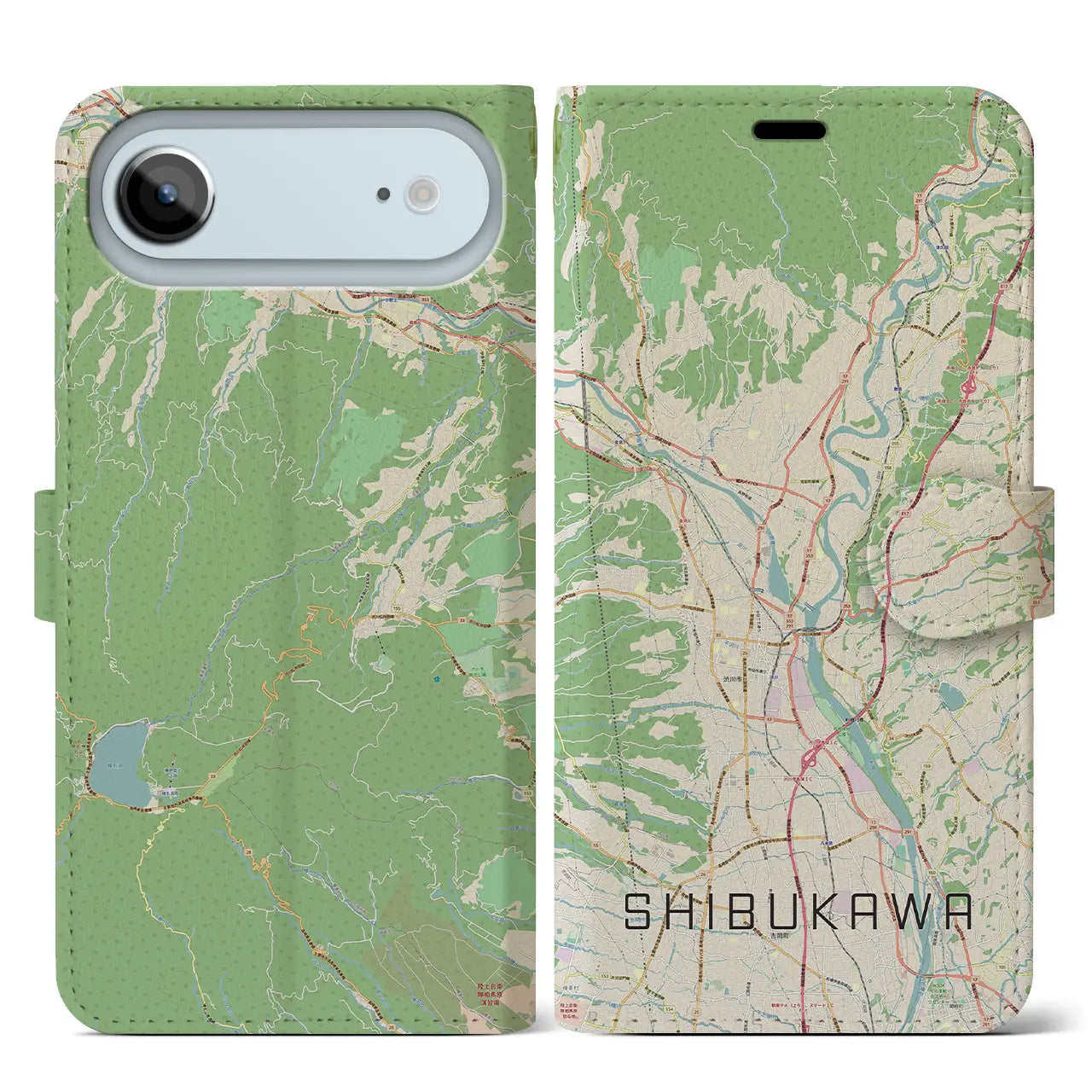 【渋川（群馬県）】地図柄iPhoneケース（手帳タイプ）