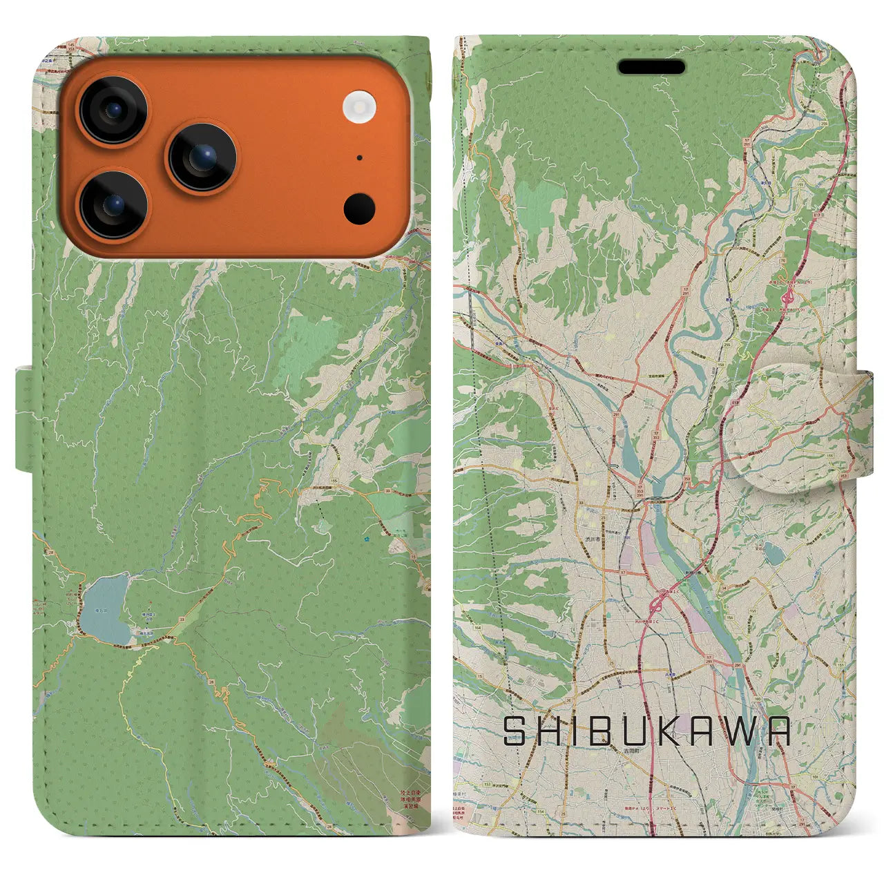 【渋川（群馬県）】地図柄iPhoneケース（手帳タイプ）