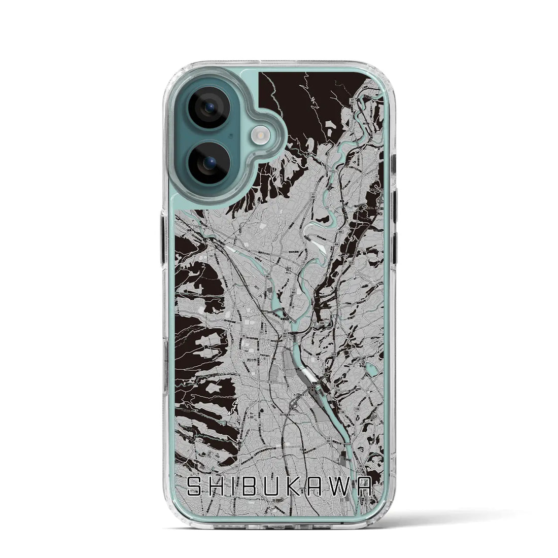 【渋川（群馬県）】地図柄iPhoneケース（MagSafeタイプ）モノトーン・iPhone 16 Pro 用