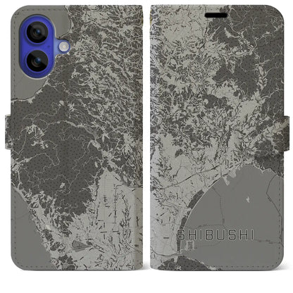 【志布志（鹿児島県）】地図柄iPhoneケース（手帳タイプ）モノトーン・iPhone 16 Pro Max 用