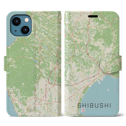 【志布志（鹿児島県）】地図柄iPhoneケース（手帳タイプ）ナチュラル・iPhone 13 用