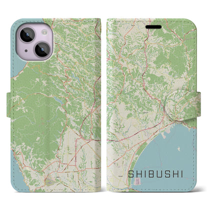 【志布志（鹿児島県）】地図柄iPhoneケース（手帳タイプ）ナチュラル・iPhone 14 用