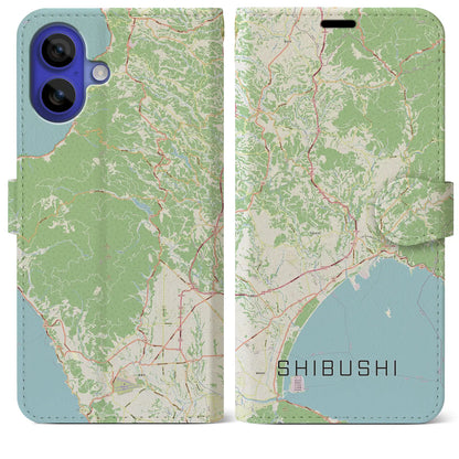 【志布志（鹿児島県）】地図柄iPhoneケース（手帳タイプ）ナチュラル・iPhone 16 Pro Max 用