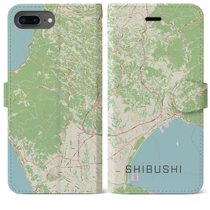 【志布志（鹿児島県）】地図柄iPhoneケース（手帳タイプ）ナチュラル・iPhone 8Plus /7Plus / 6sPlus / 6Plus 用