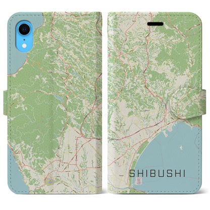 【志布志（鹿児島県）】地図柄iPhoneケース（手帳タイプ）ナチュラル・iPhone XR 用