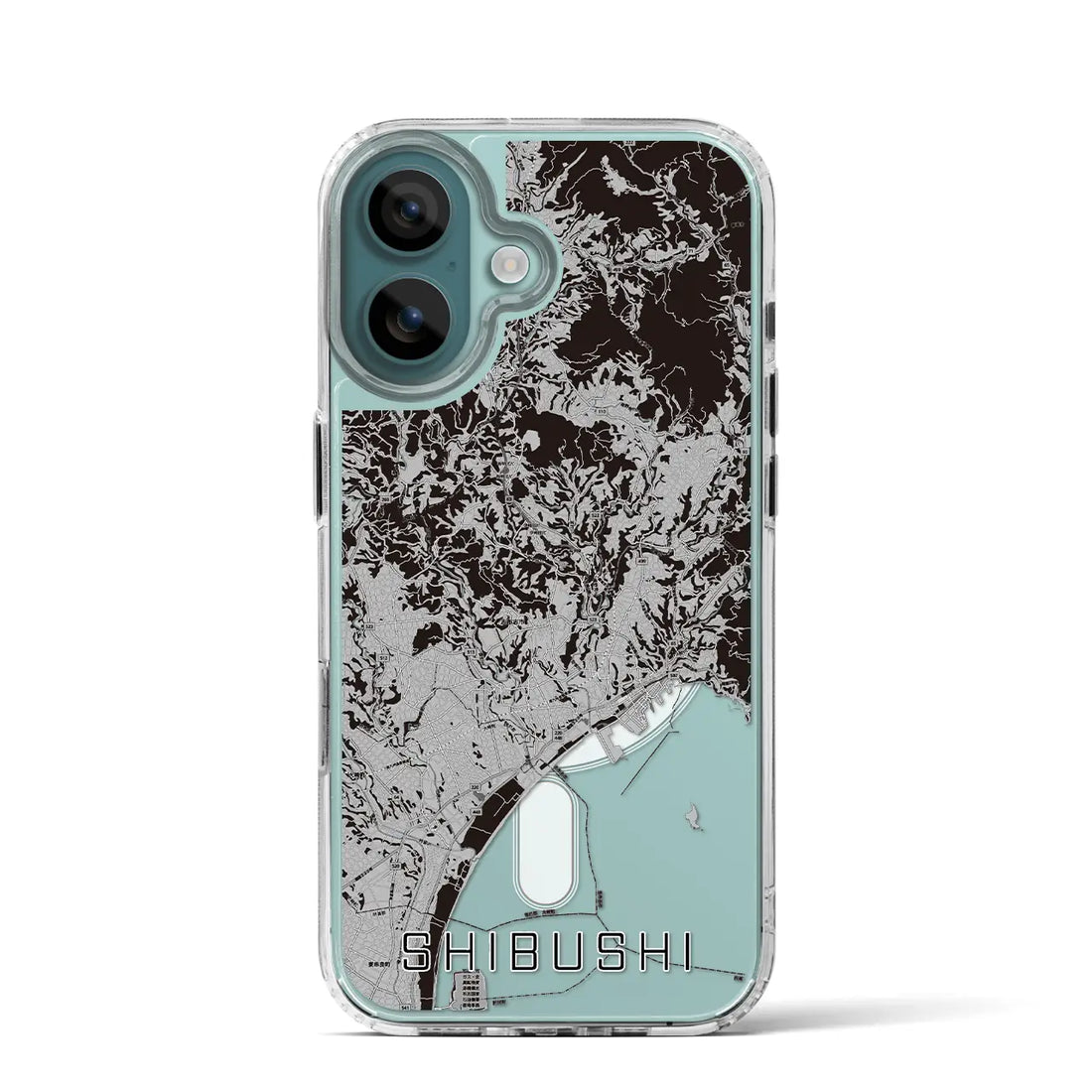 【志布志(鹿児島県)】地図柄iPhoneケース(MagSafeタイプ)モノトーン・iPhone 16 Pro 用