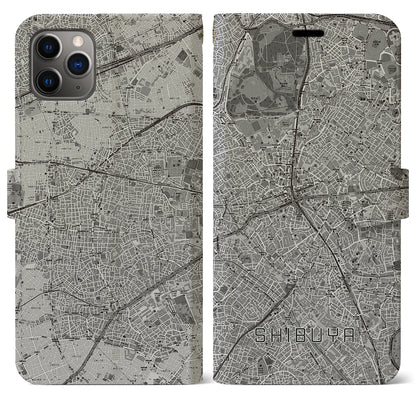 【渋谷（東京都）】地図柄iPhoneケース（手帳タイプ）モノトーン・iPhone 11 Pro Max 用