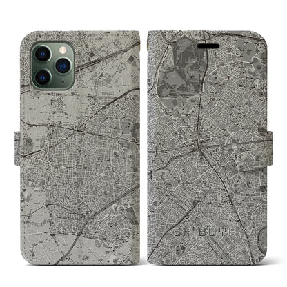 【渋谷（東京都）】地図柄iPhoneケース（手帳タイプ）モノトーン・iPhone 11 Pro 用