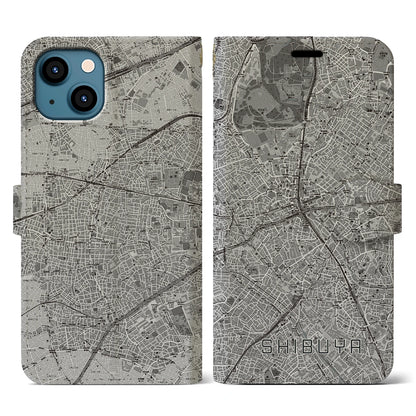 【渋谷（東京都）】地図柄iPhoneケース（手帳タイプ）モノトーン・iPhone 13 用