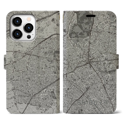 【渋谷（東京都）】地図柄iPhoneケース（手帳タイプ）モノトーン・iPhone 13 Pro 用