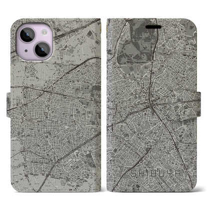 【渋谷（東京都）】地図柄iPhoneケース（手帳タイプ）モノトーン・iPhone 14 用