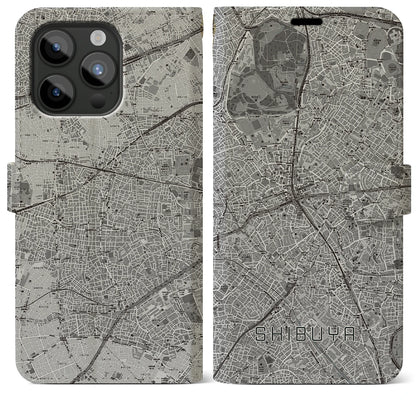 【渋谷（東京都）】地図柄iPhoneケース（手帳タイプ）モノトーン・iPhone 15 Pro Max 用