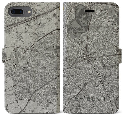【渋谷（東京都）】地図柄iPhoneケース（手帳タイプ）モノトーン・iPhone 8Plus /7Plus / 6sPlus / 6Plus 用