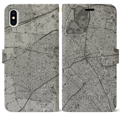 【渋谷（東京都）】地図柄iPhoneケース（手帳タイプ）モノトーン・iPhone XS Max 用