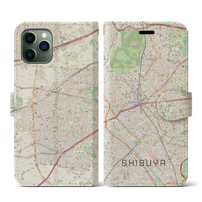 【渋谷（東京都）】地図柄iPhoneケース（手帳タイプ）ナチュラル・iPhone 11 Pro 用