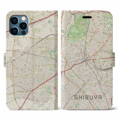 【渋谷（東京都）】地図柄iPhoneケース（手帳タイプ）ナチュラル・iPhone 12 / 12 Pro 用
