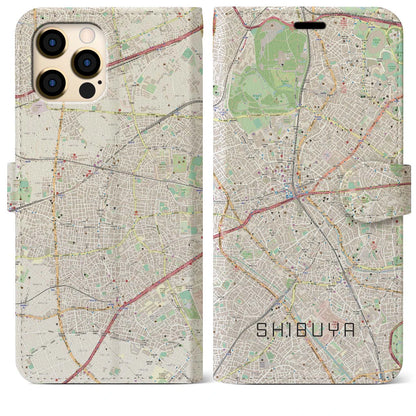 【渋谷（東京都）】地図柄iPhoneケース（手帳タイプ）ナチュラル・iPhone 12 Pro Max 用