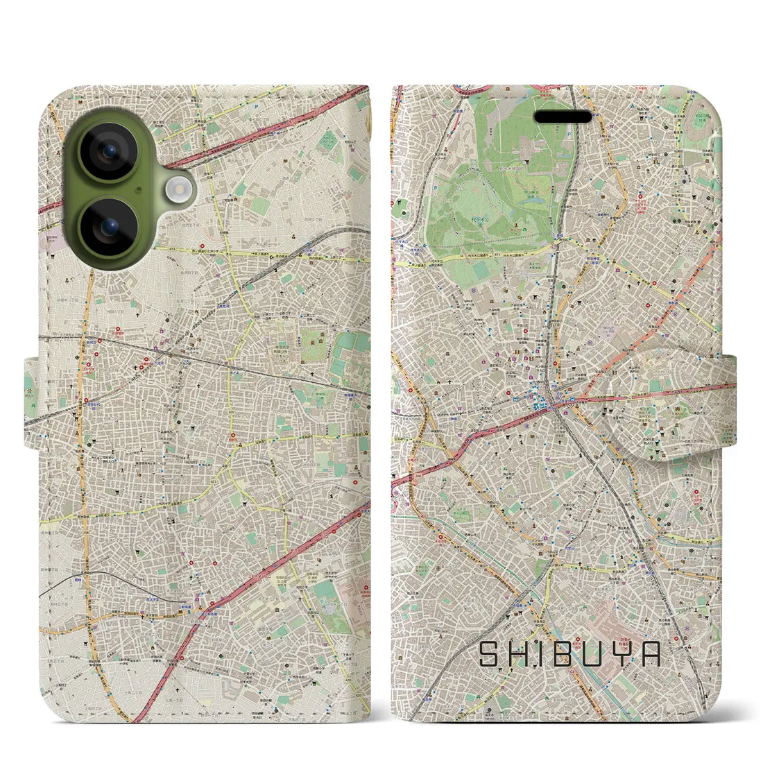 【渋谷（東京都）】地図柄iPhoneケース（手帳タイプ）モノトーン・iPhone 17 Pro Max 用