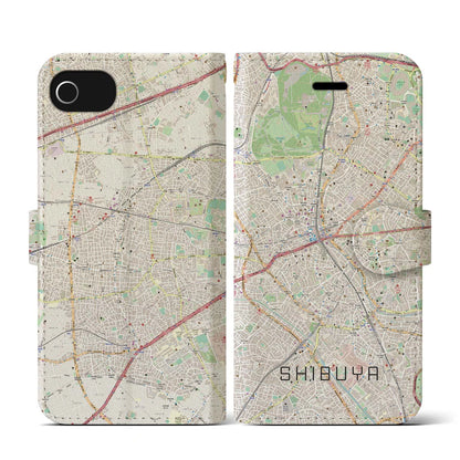 【渋谷（東京都）】地図柄iPhoneケース（手帳タイプ）ナチュラル・iPhone SE（第3 / 第2世代） / 8 / 7 / 6s / 6 用