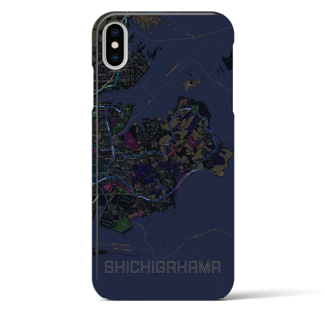 【七ヶ浜（宮城県）】地図柄iPhoneケース（バックカバータイプ）