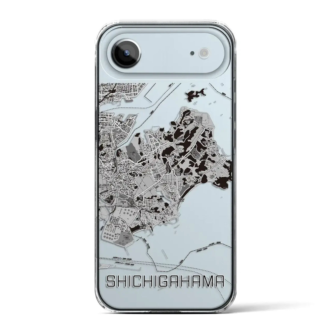 【七ヶ浜(宮城県)】地図柄iPhoneケース(クリアタイプ)モノトーン・iPhone 17 Pro Max 用