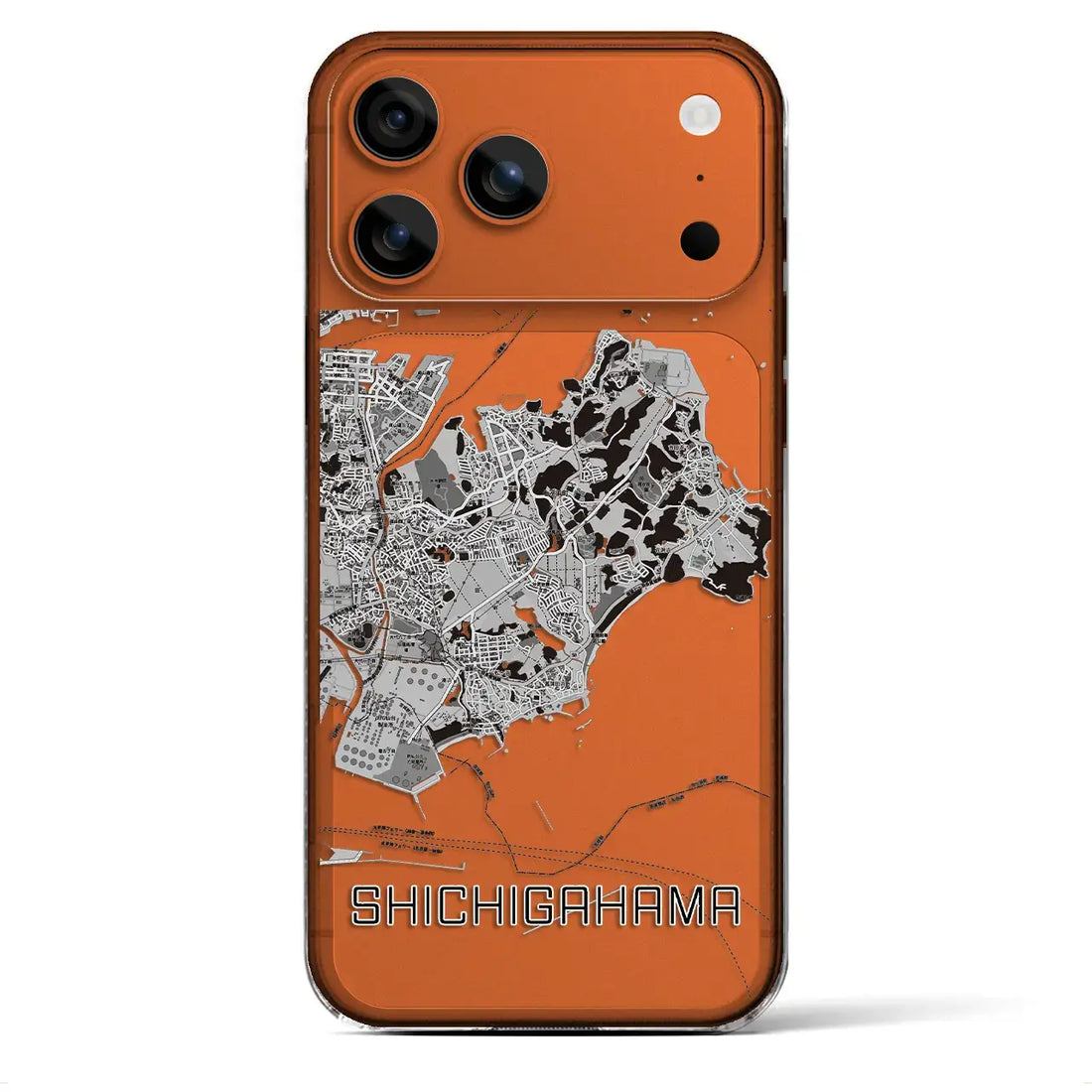 【七ヶ浜(宮城県)】地図柄iPhoneケース(クリアタイプ)モノトーン・iPhone 17 Pro Max 用