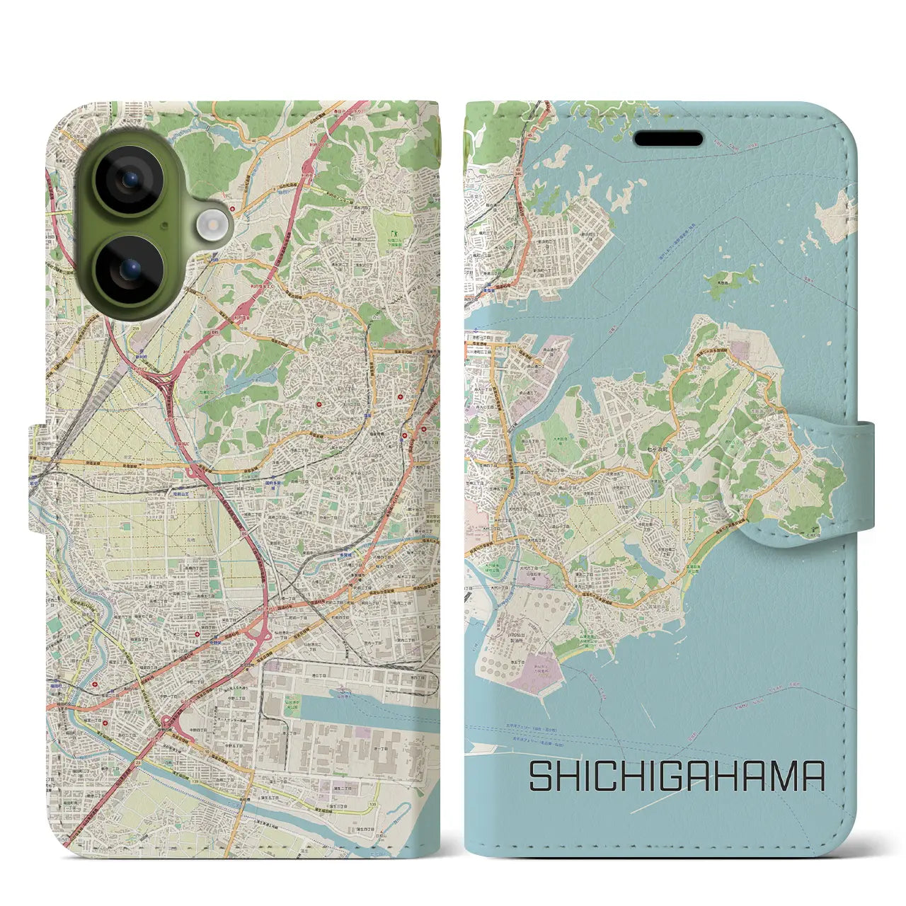 【七ヶ浜（宮城県）】地図柄iPhoneケース（手帳タイプ）