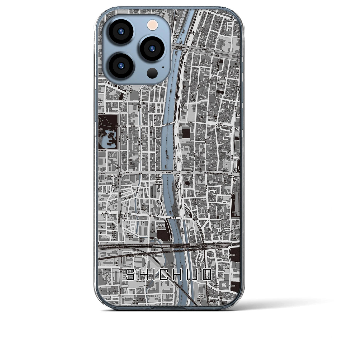 【七条（京都府）】地図柄iPhoneケース（クリアタイプ）